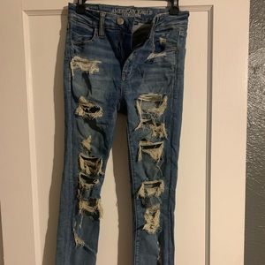 american eagle next level stretch jeans w/ holes